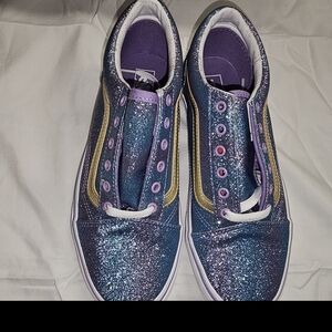 Vans Kids Blue and Gold Glitter Sneakers